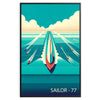 sail serenity vibrant sailing ocean poster blues oranges captivating wall art spirit adventure space perfect gift eye artwork sizes A4 A0 setting