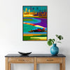 univers Formule 1 affiche vibrante couleurs orange violet cadeau parfait fanatique dynamisme espace formats A4 cm 60×80 A0