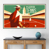 Retro Madrid tennis print celebrating iconic Grand Slam tournaments worldwide elegant living room interior framed print