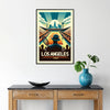 Retro Los Angeles tennis print celebrating iconic Grand Slam tournaments worldwide elegant living room interior framed print
