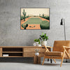 Classic Minimal tennis design capturing the spirit of global Grand Slam tournament elegant living room interior framed print