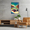 space Formula 1 poster dynamic brown blue hues wall art fans striking print ideal gift room motorsport masterpiece sizes A4 cm A0